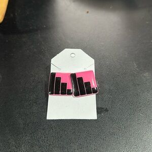 Square Pink & Black Earrings